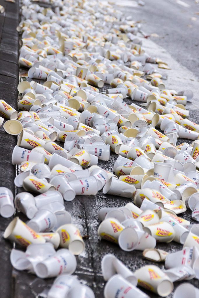 Huge amount of empty plastic disposable cups
