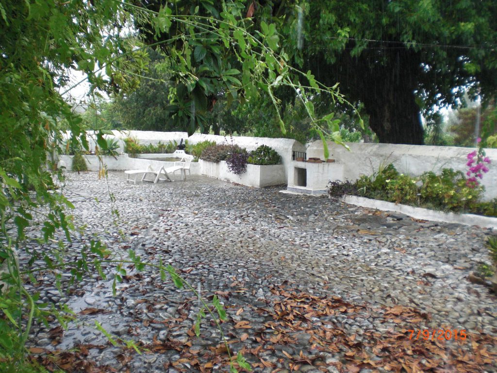 My patio with rain