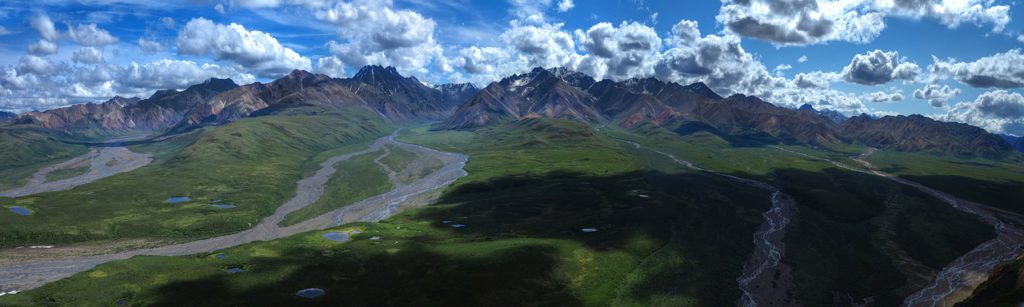 beautiful landscape of alaska with mountains and rivers