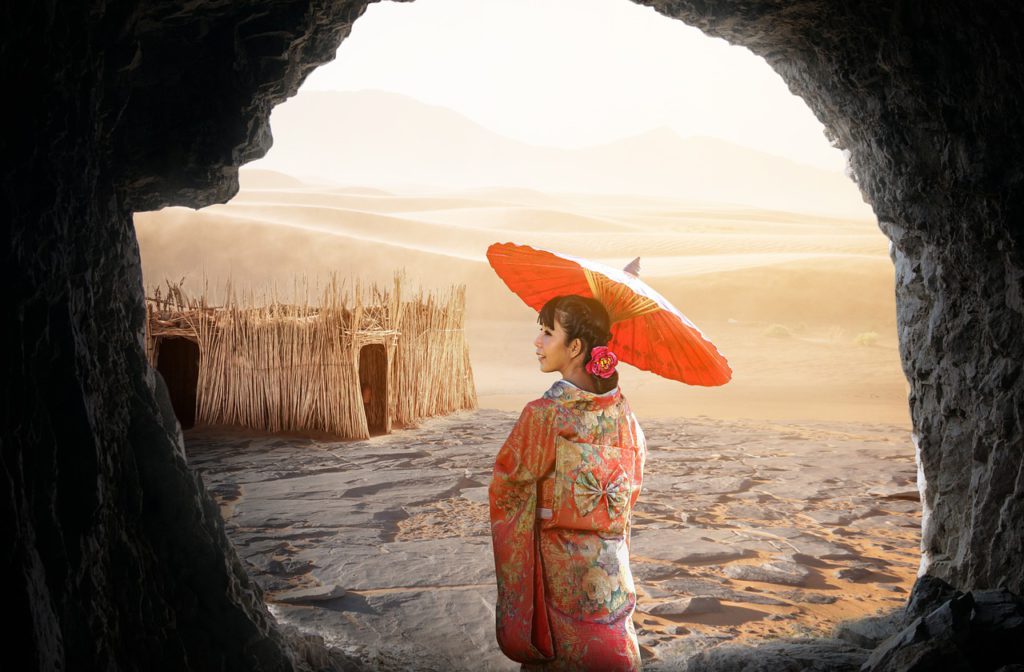 Chinese woman in traditional kimono