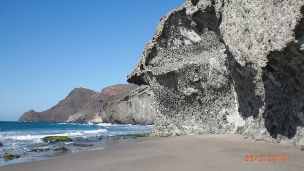 the unusual rocks on the playa de monsul