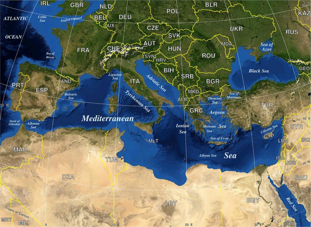 a geographic map of the mediterranean sea